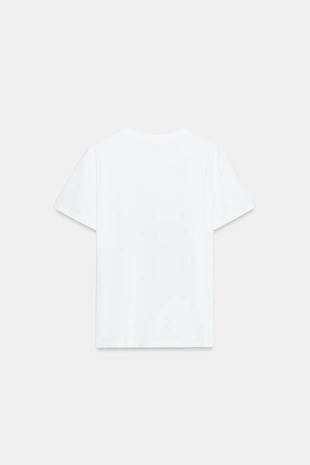 Футболка с металлизированным принтом и короткими рукавами- Заказать в России