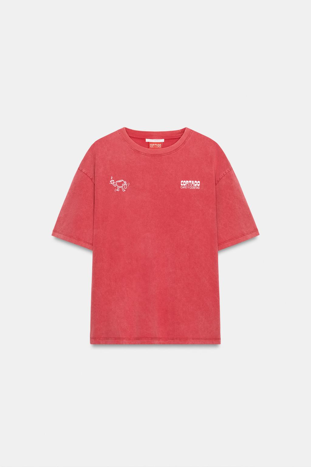 ФУТБОЛКА С ЭФФЕКТОМ ПОТЕРТОСТИ И НАДПИСЬЮ CORTADO