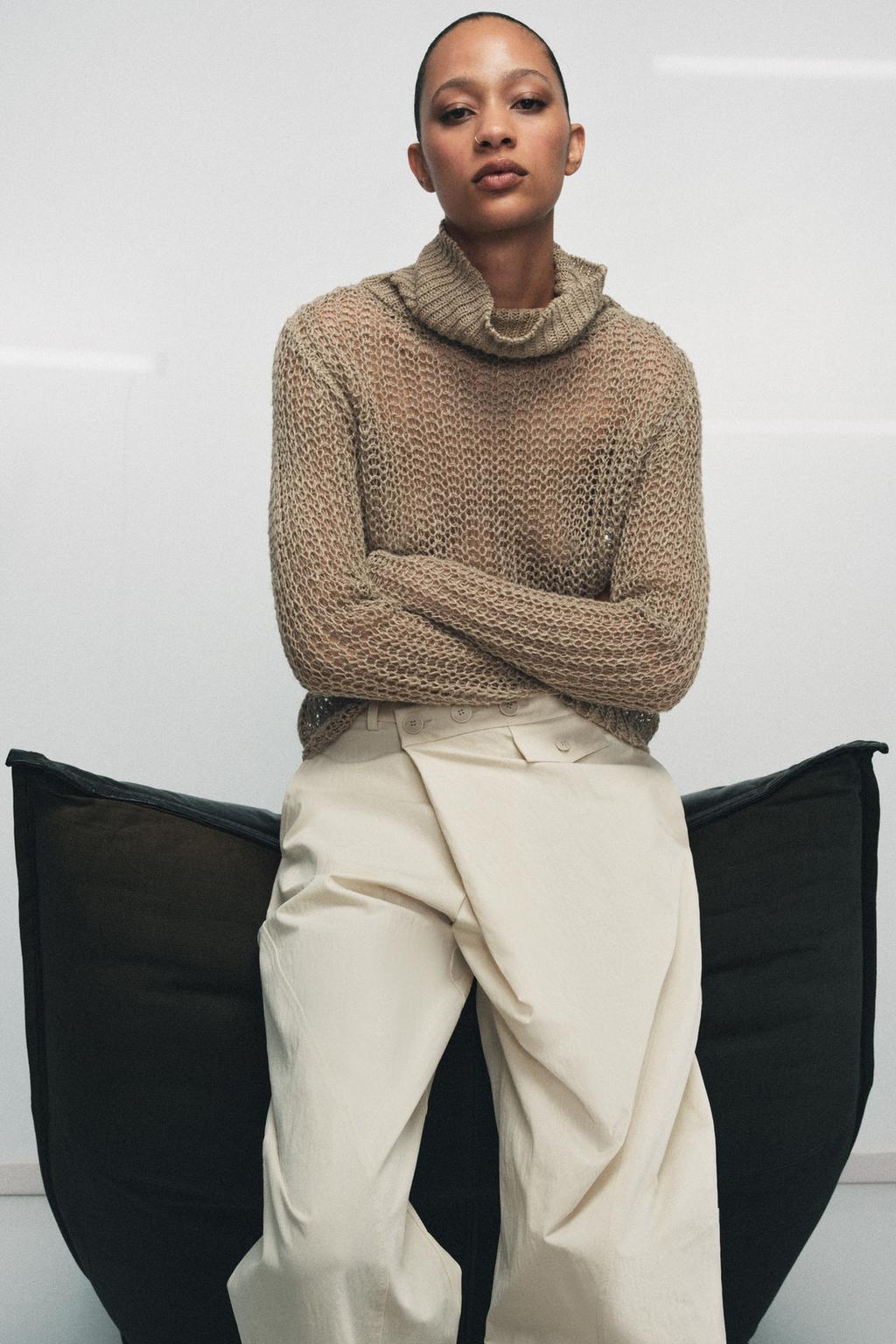 АЖУРНЫЙ СВИТЕР ИЗ 100% ЛЬНА