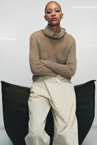 Ажурный свитер из 100% льна- Заказать в России