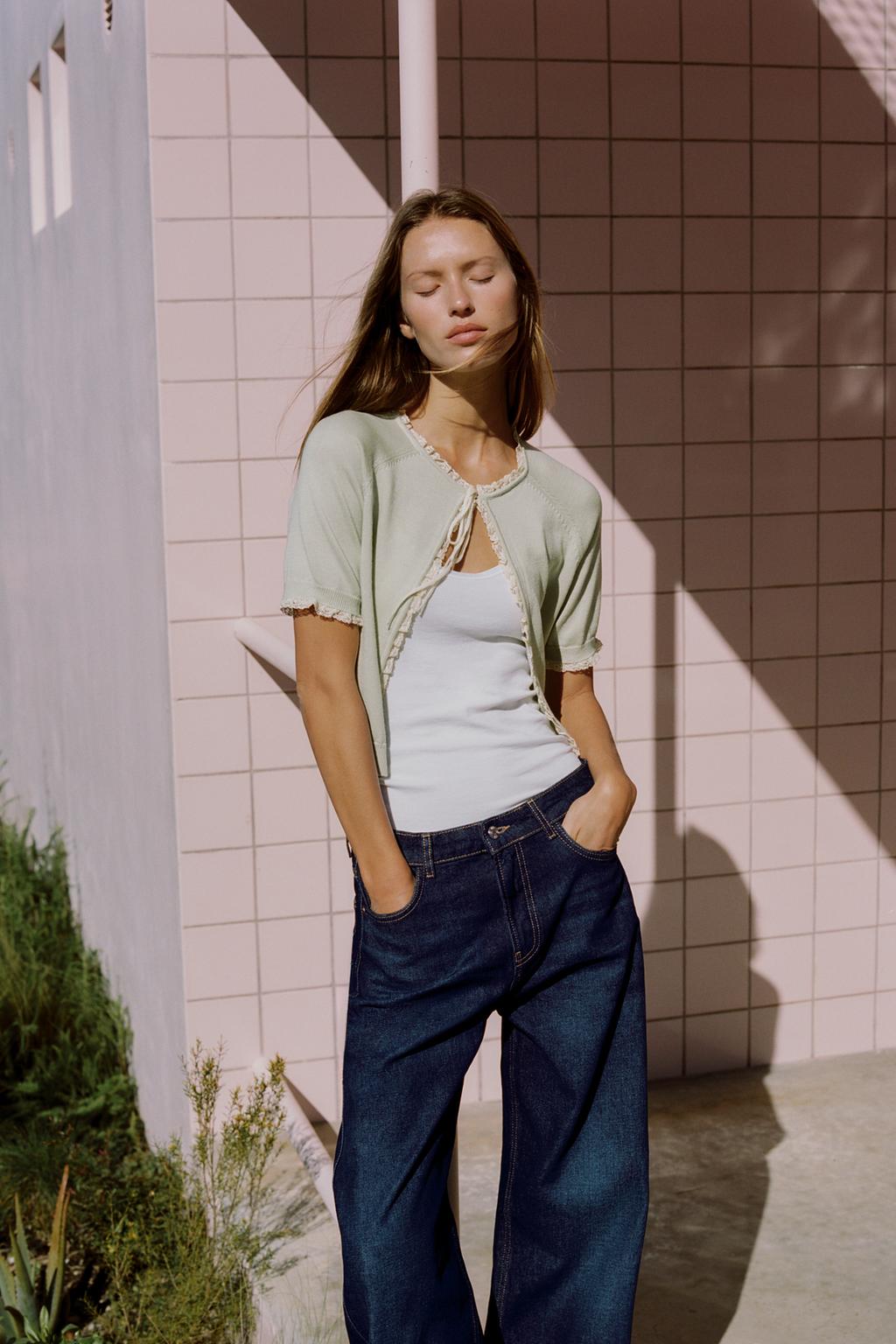 КАРДИГАН С БАНТОМ И КРУЖЕВОМ