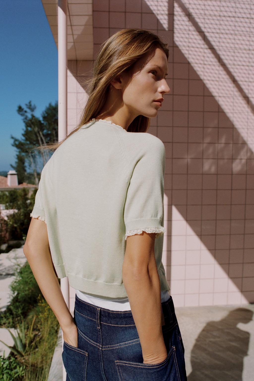 КАРДИГАН С БАНТОМ И КРУЖЕВОМ