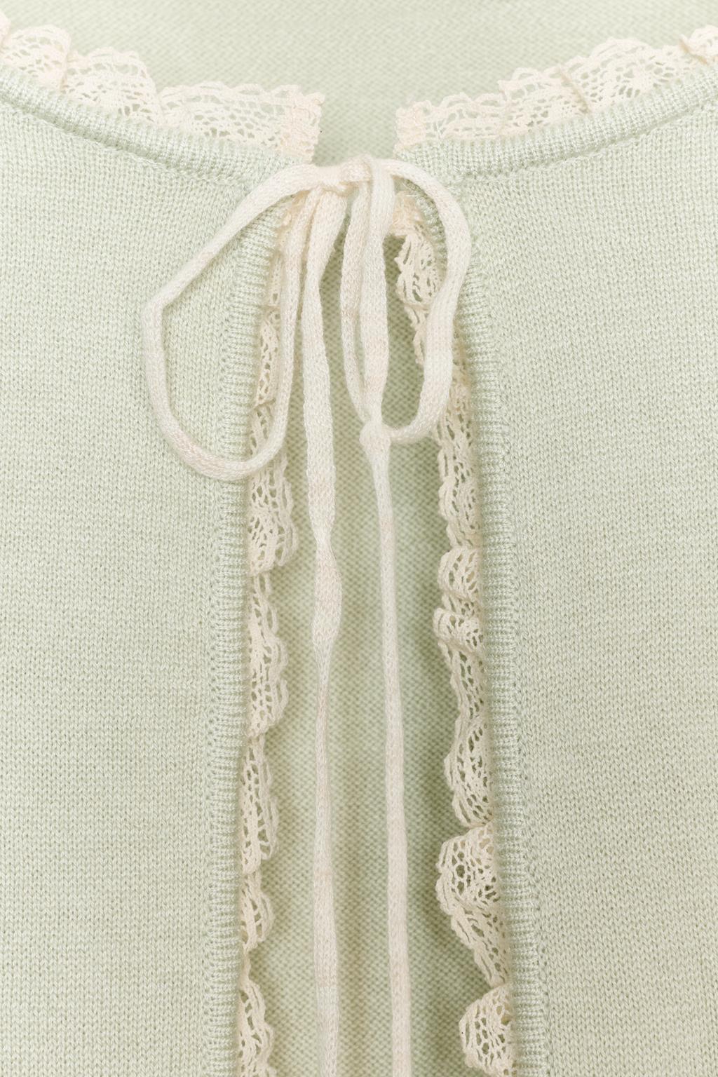 КАРДИГАН С БАНТОМ И КРУЖЕВОМ