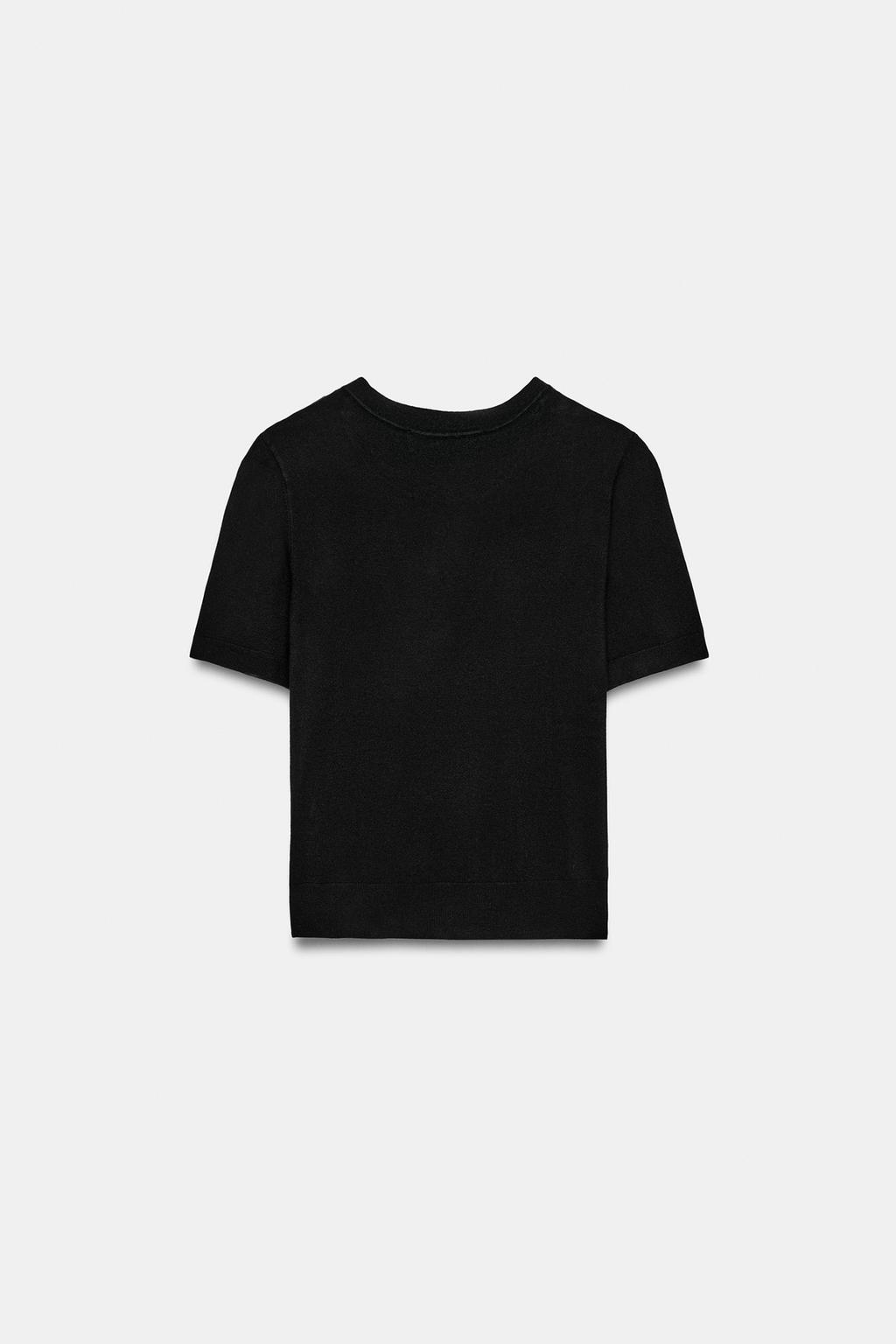 БАЗОВЫЙ ТРИКОТАЖНЫЙ СВИТЕР С КОРОТКИМИ РУКАВАМИ