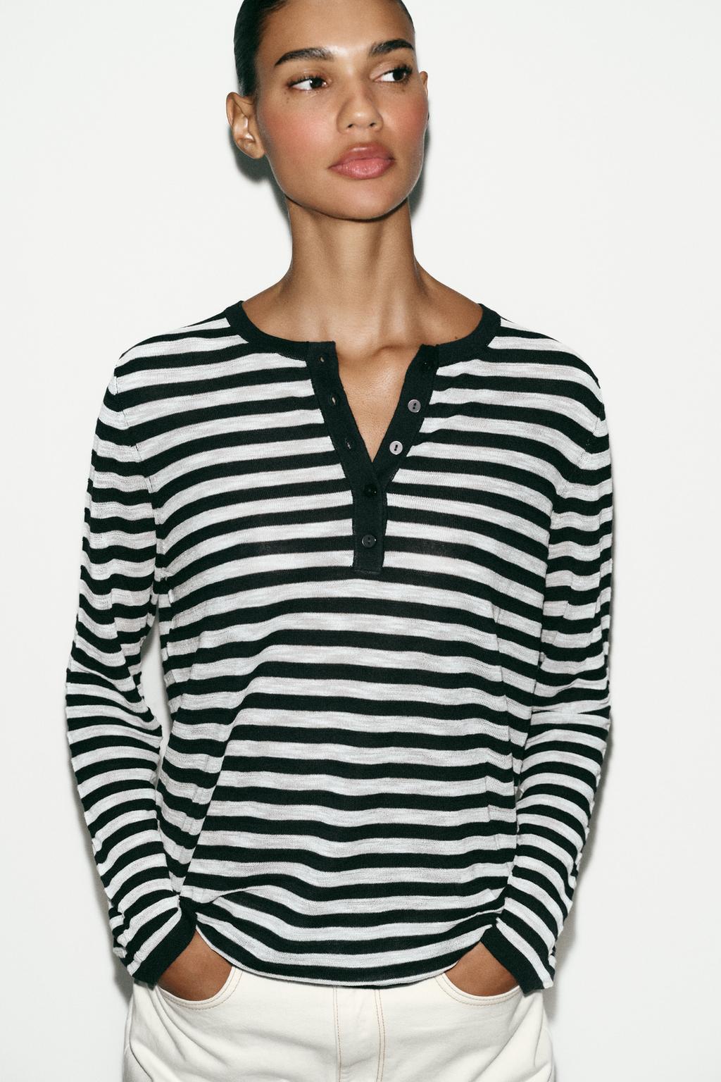 СВИТЕР В ПОЛОСКУ С ПУГОВИЦАМИ