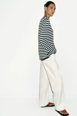 Свитер в полоску с пуговицами- Заказать в России