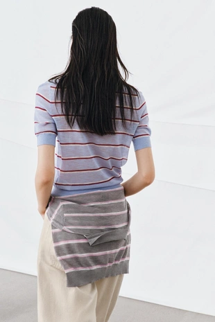 Топ из тонкой шерсти в полоску- Заказать в России