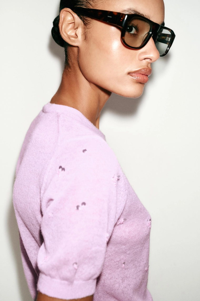 Кардиган с короткими рукавами из пайеток