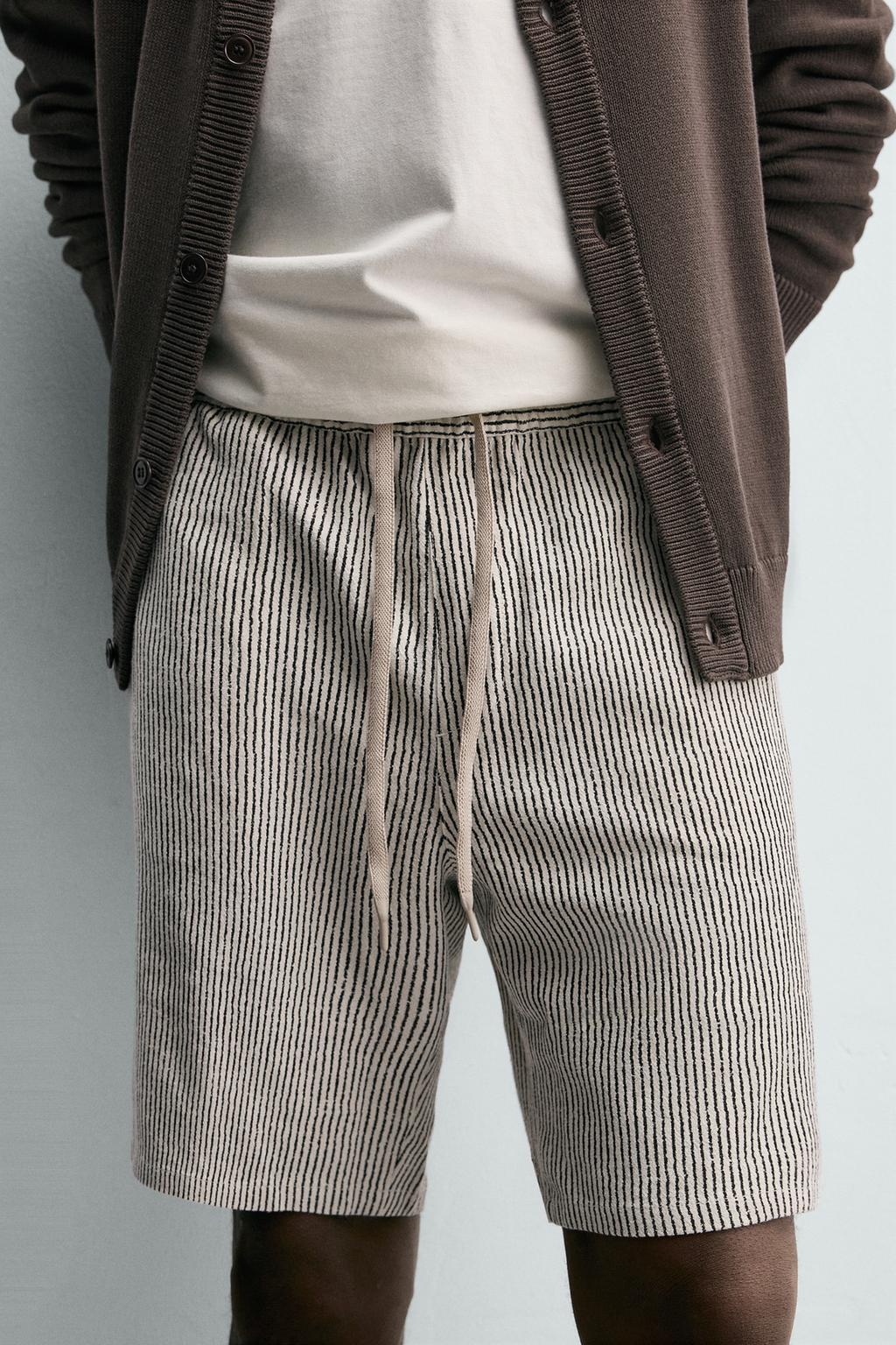 БЕРМУДЫ RELAXED FIT ИЗ ВИСКОЗЫ И ЛЬНА