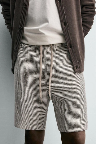 Бермуды RELAXED FIT из вискозы и льна- Заказать в России