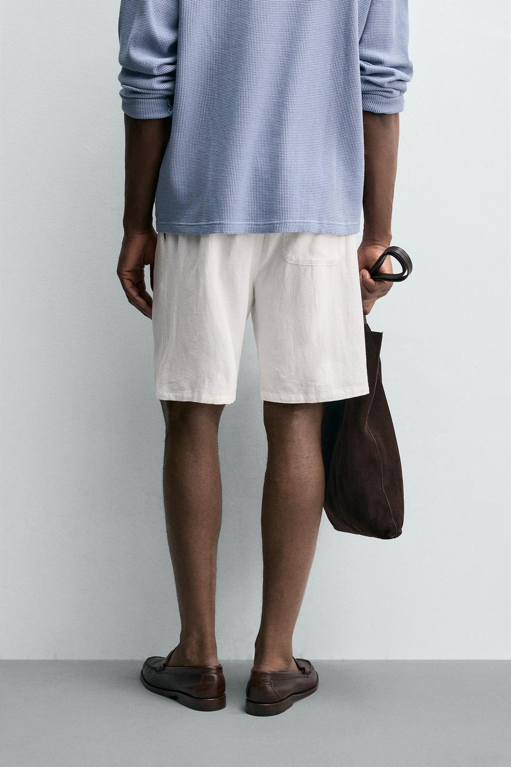 БЕРМУДЫ RELAXED FIT ИЗ ВИСКОЗЫ И ЛЬНА