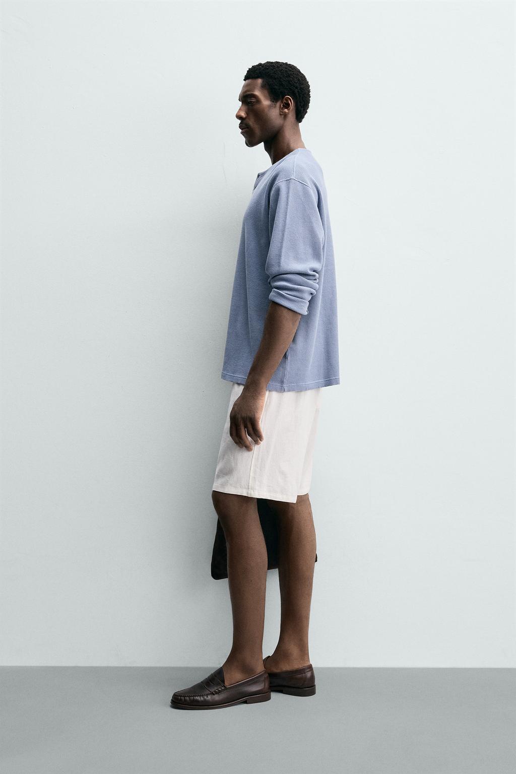 БЕРМУДЫ RELAXED FIT ИЗ ВИСКОЗЫ И ЛЬНА