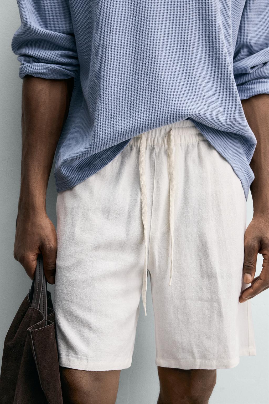 БЕРМУДЫ RELAXED FIT ИЗ ВИСКОЗЫ И ЛЬНА