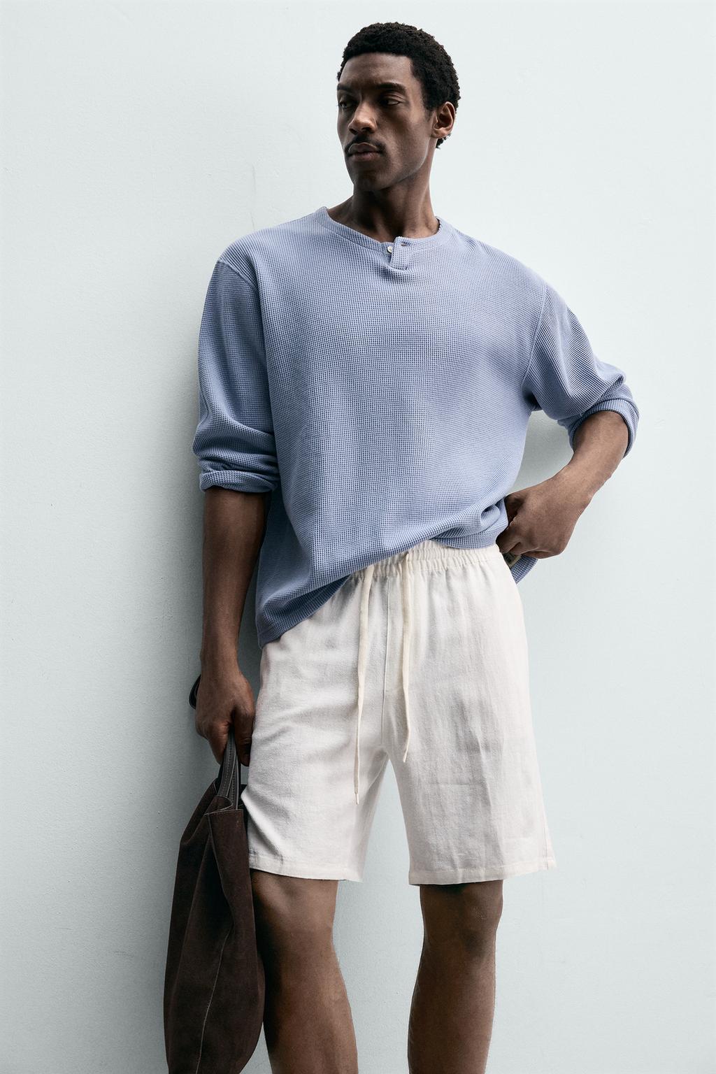 БЕРМУДЫ RELAXED FIT ИЗ ВИСКОЗЫ И ЛЬНА