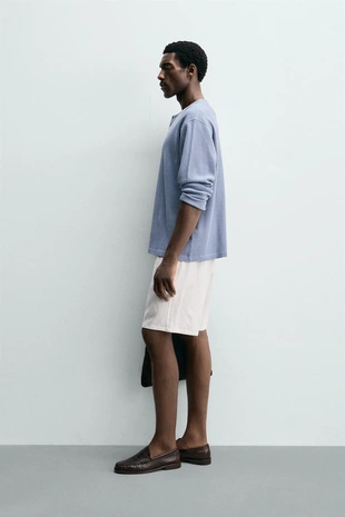 Бермуды RELAXED FIT из вискозы и льна