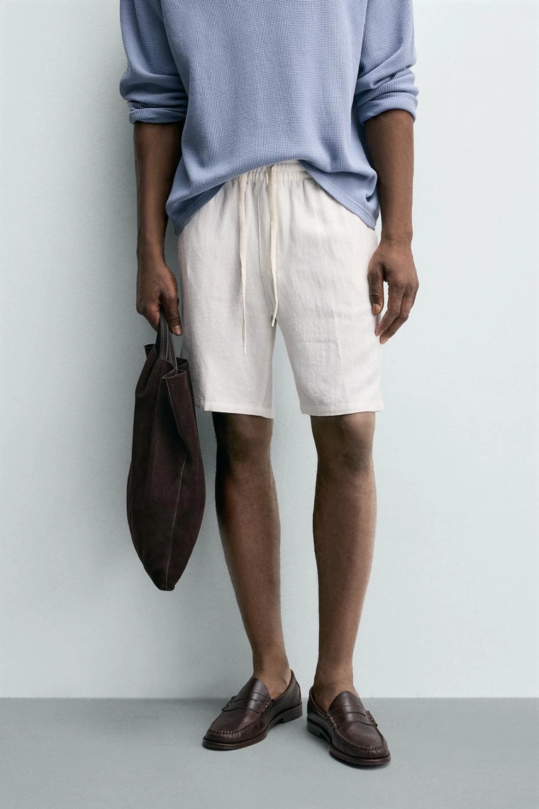 Свободные бермуды из вискозы и льна