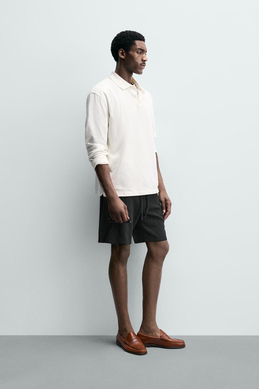 БЕРМУДЫ RELAXED FIT ИЗ ВИСКОЗЫ И ЛЬНА