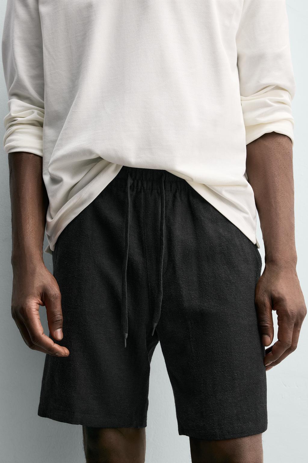 БЕРМУДЫ RELAXED FIT ИЗ ВИСКОЗЫ И ЛЬНА