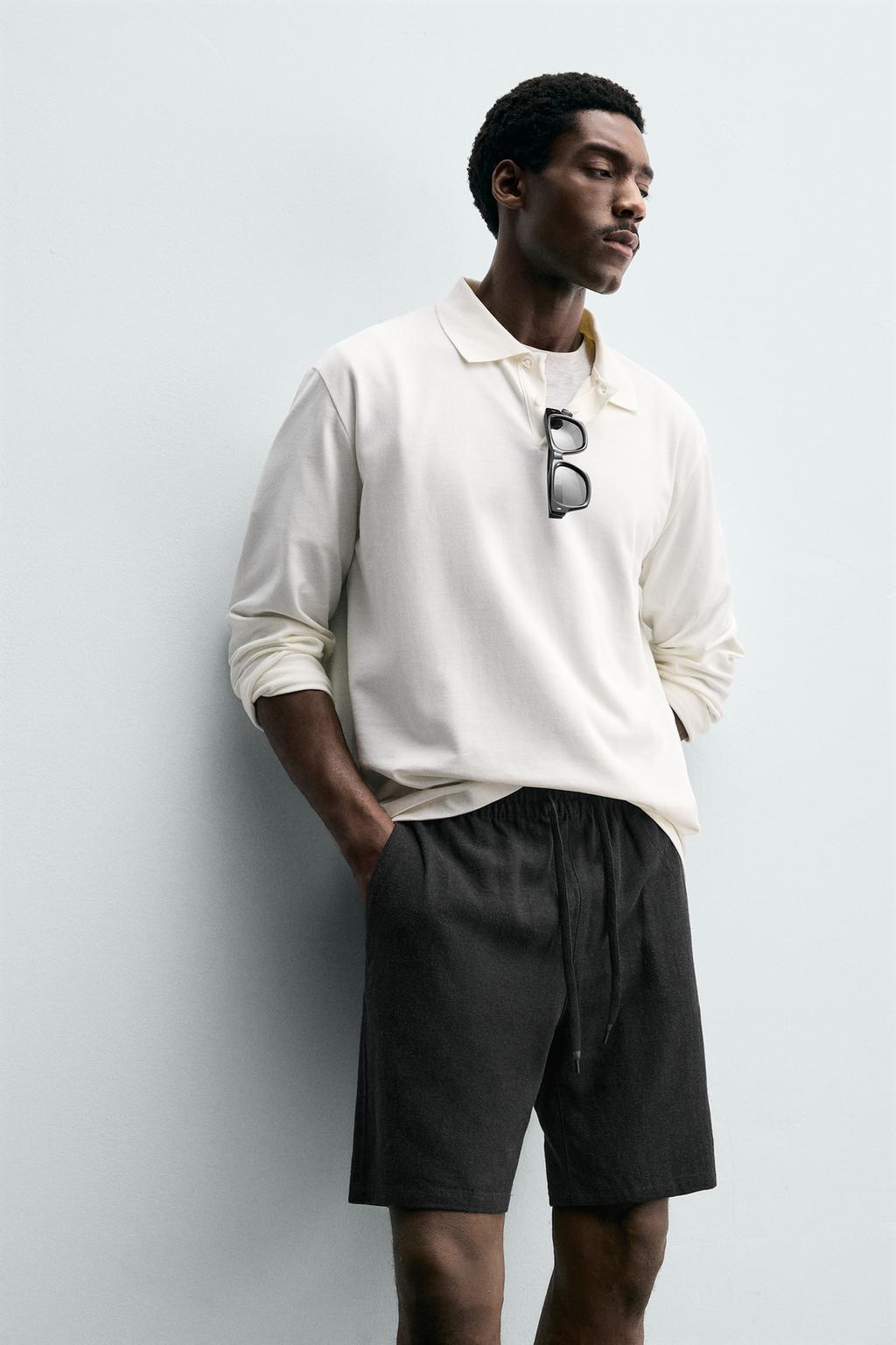 БЕРМУДЫ RELAXED FIT ИЗ ВИСКОЗЫ И ЛЬНА