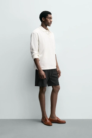 Бермуды RELAXED FIT из вискозы и льна