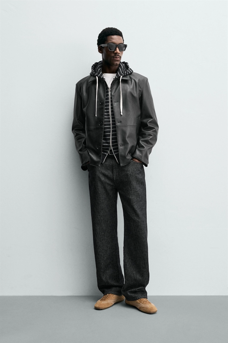 Регулярная куртка-рубашка из искусственной кожи