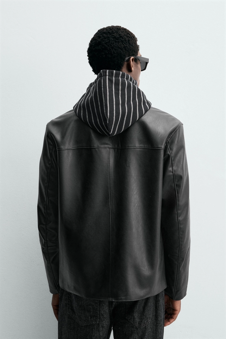 Регулярная куртка-рубашка из искусственной кожи