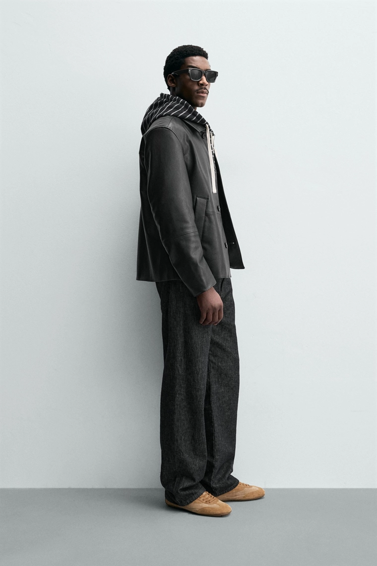 Регулярная куртка-рубашка из искусственной кожи