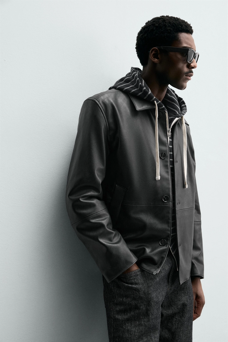 Регулярная куртка-рубашка из искусственной кожи