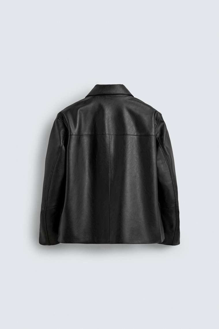 Регулярная куртка-рубашка из искусственной кожи