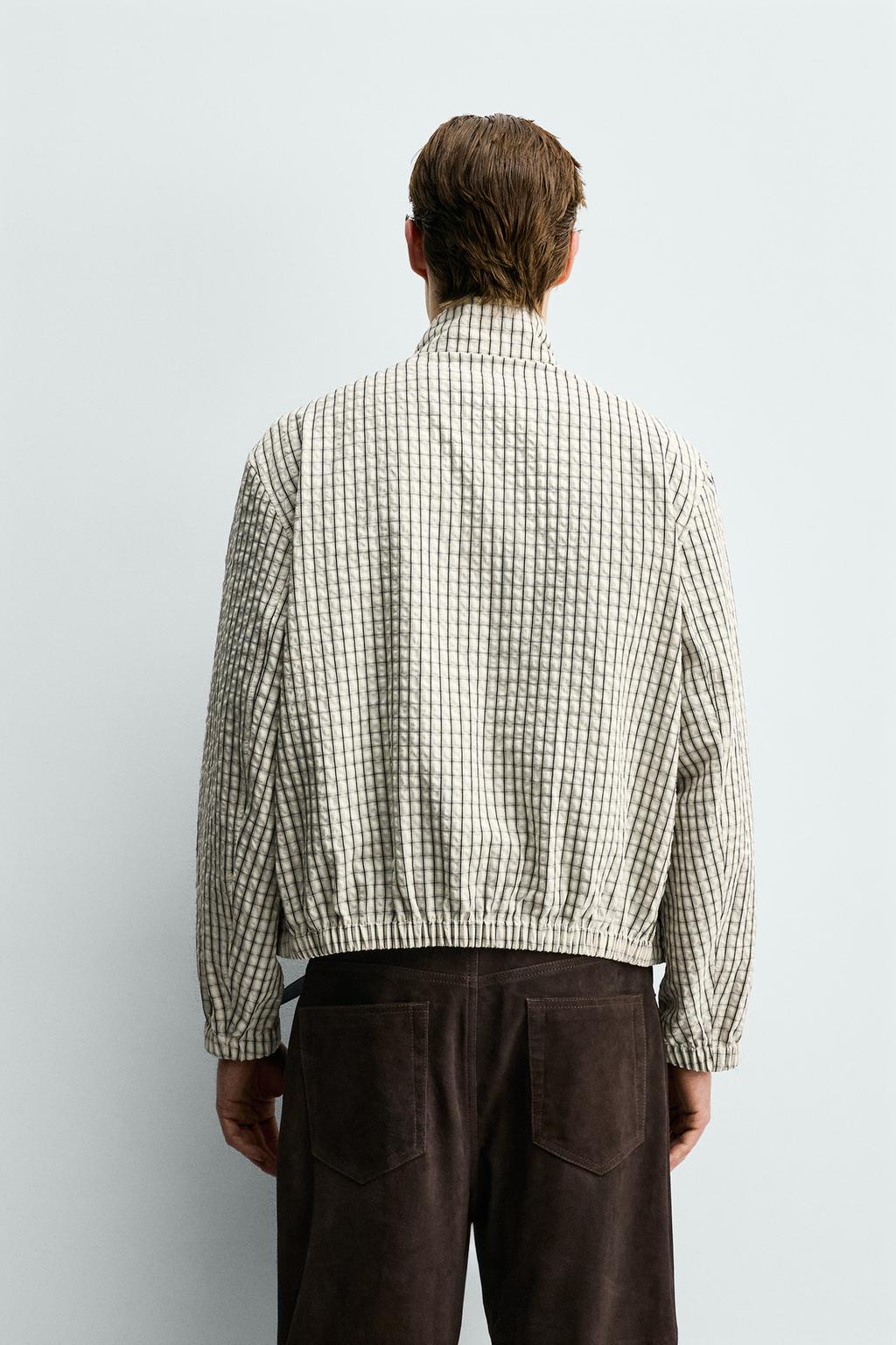 УКОРОЧЕННАЯ КУРТКА В КЛЕТКУ С ТЕКСТУРОЙ