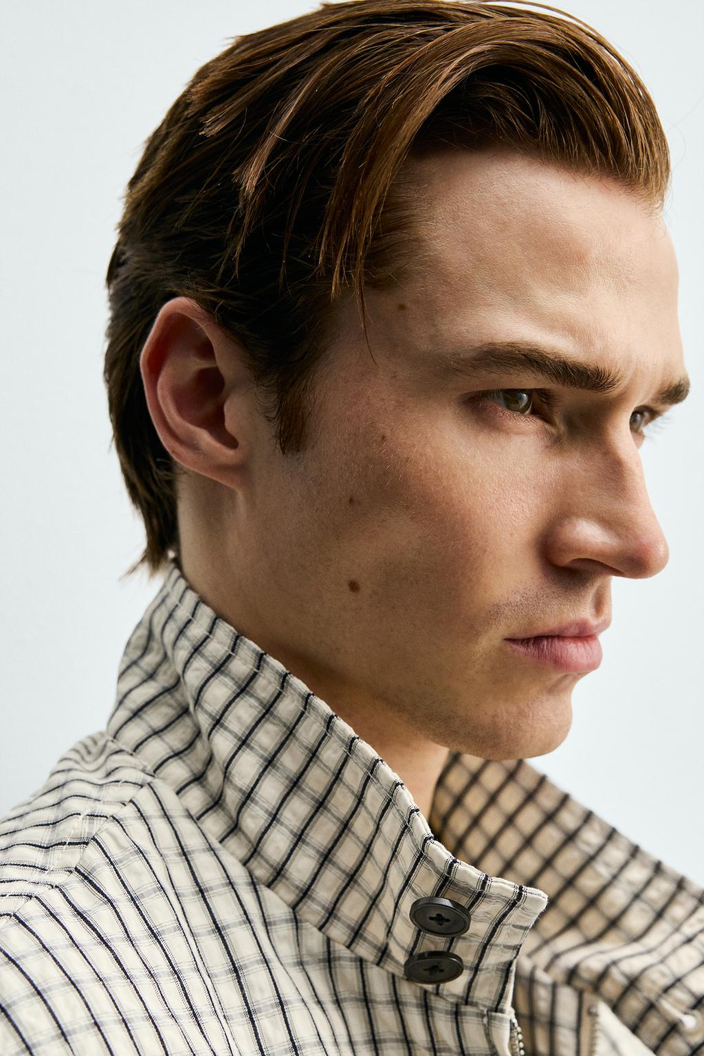 УКОРОЧЕННАЯ КУРТКА В КЛЕТКУ С ТЕКСТУРОЙ