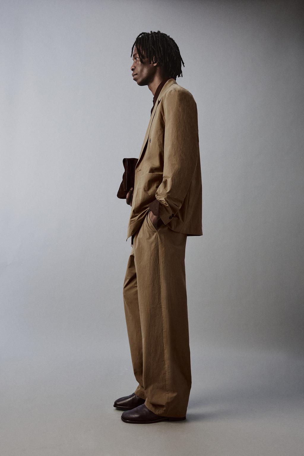 Широкие брюки-джинсы из технического хлопкового смесового материала