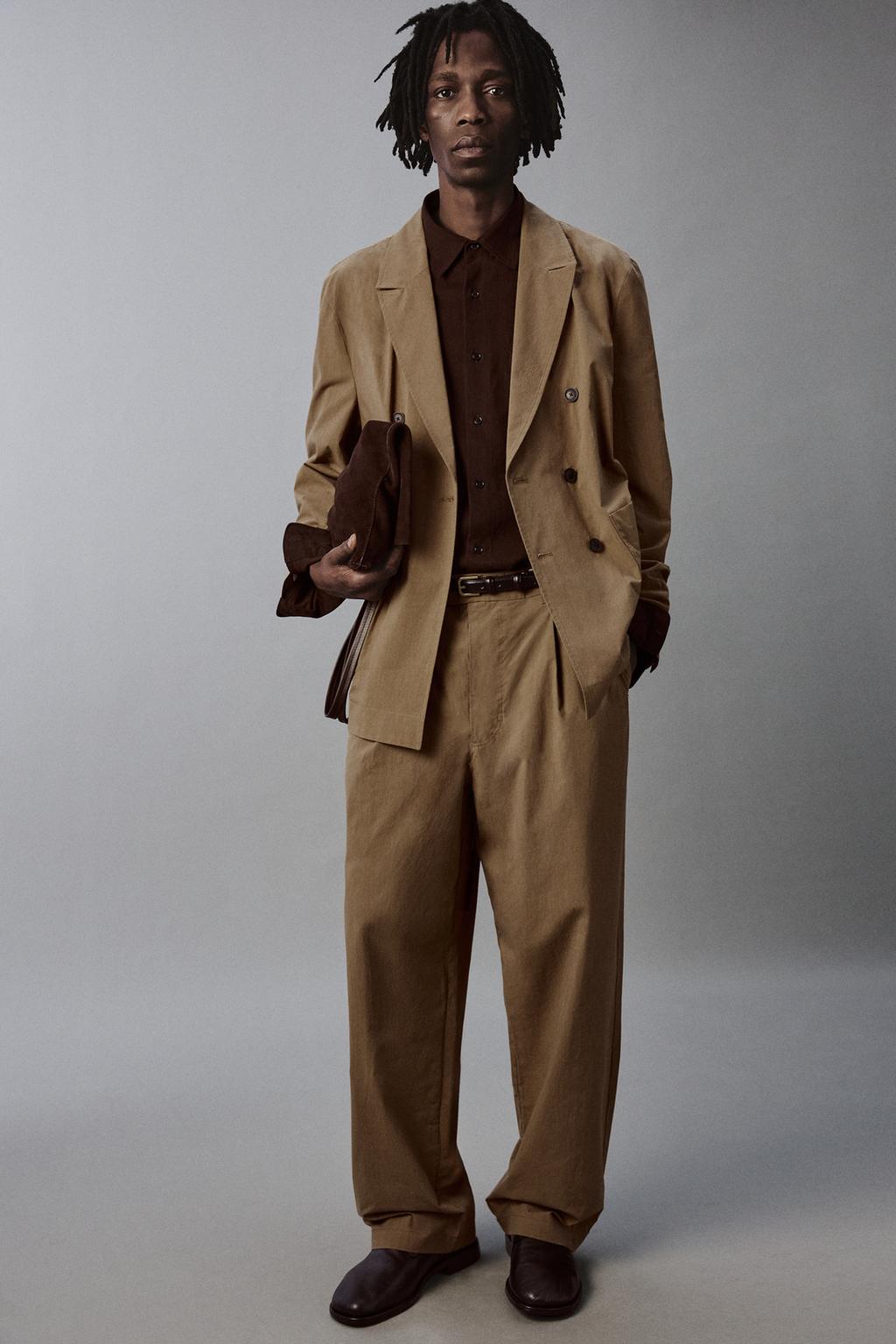 Широкие брюки-джинсы из технического хлопкового смесового материала