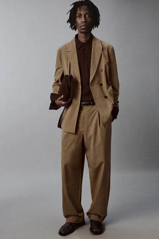 Широкие брюки-джинсы из технического хлопкового смесового материала- Заказать в России