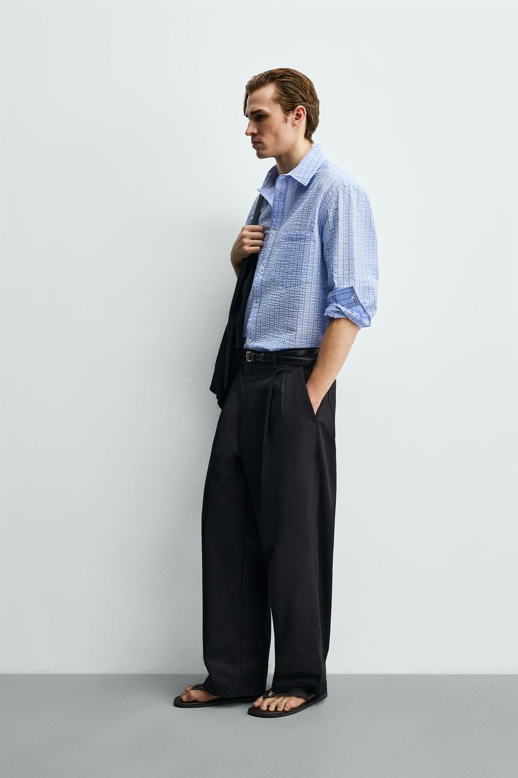 РУБАШКА В ПОЛОСКУ С ЖАТЫМ ЭФФЕКТОМ