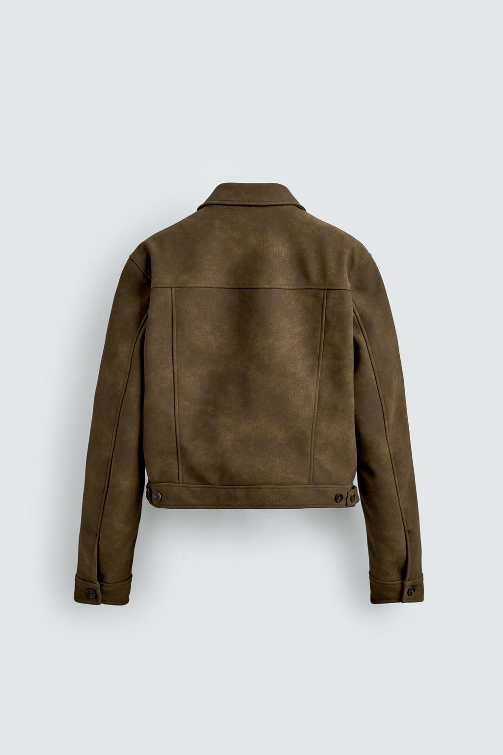 УКОРОЧЕННАЯ КУРТКА ИЗ ИСКУССТВЕННОЙ КОЖИ