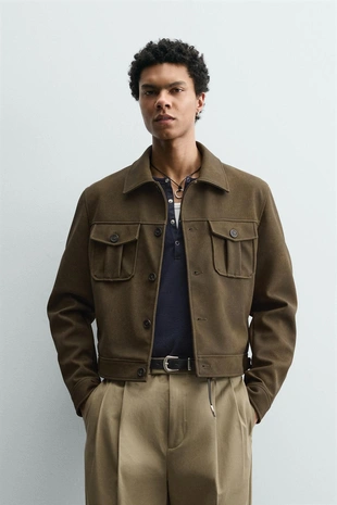 Укороченная куртка из искусственной кожи- Заказать в России