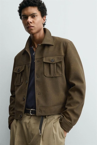 Укороченная куртка из искусственной кожи- Заказать в России