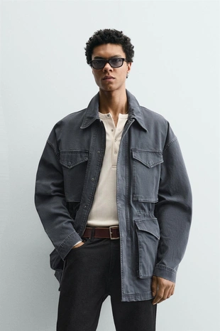 Парка из хлопка с эффектом потертости- Заказать в России