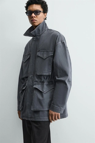 Парка из хлопка с эффектом потертости- Заказать в России