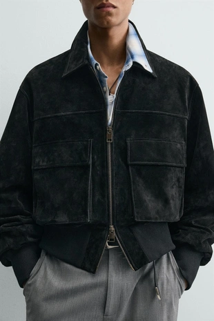 Укороченная куртка из замши- Заказать в России