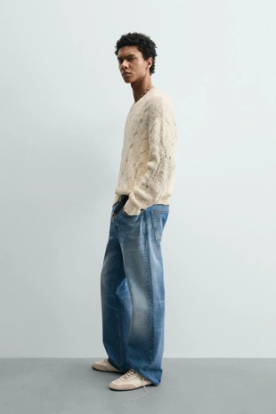 Ажурный свитер с узором «косы»- Заказать в России