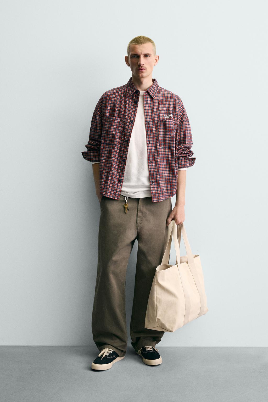 УКОРОЧЕННАЯ ФЛАНЕЛЕВАЯ РУБАШКА В КЛЕТКУ С ВЫШИВКОЙ