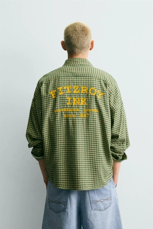 Фланелевая рубашка в клетку с вышивкой