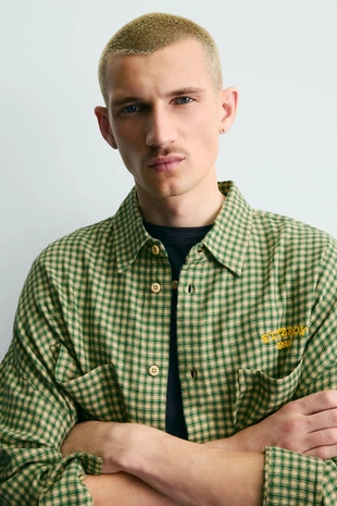 Фланелевая рубашка в клетку с вышивкой- Заказать в России