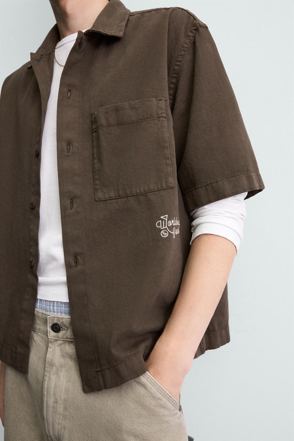 Рубашка с вышивкой и текстурой