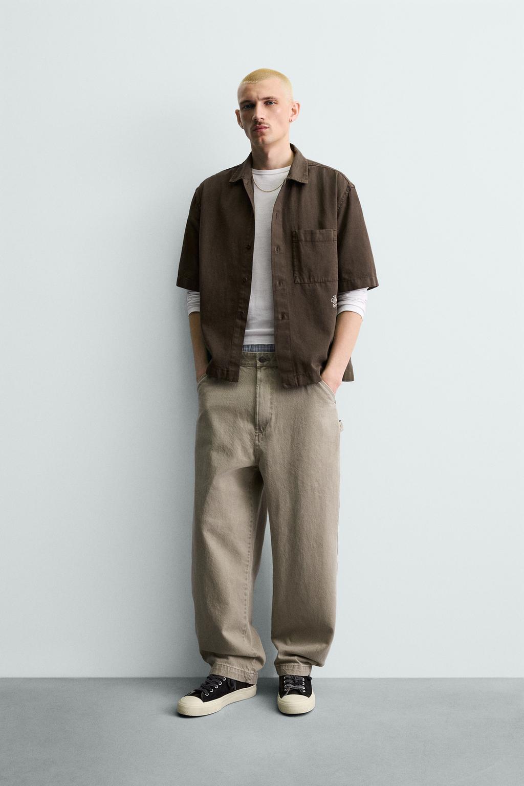 Рубашка с вышивкой и текстурой