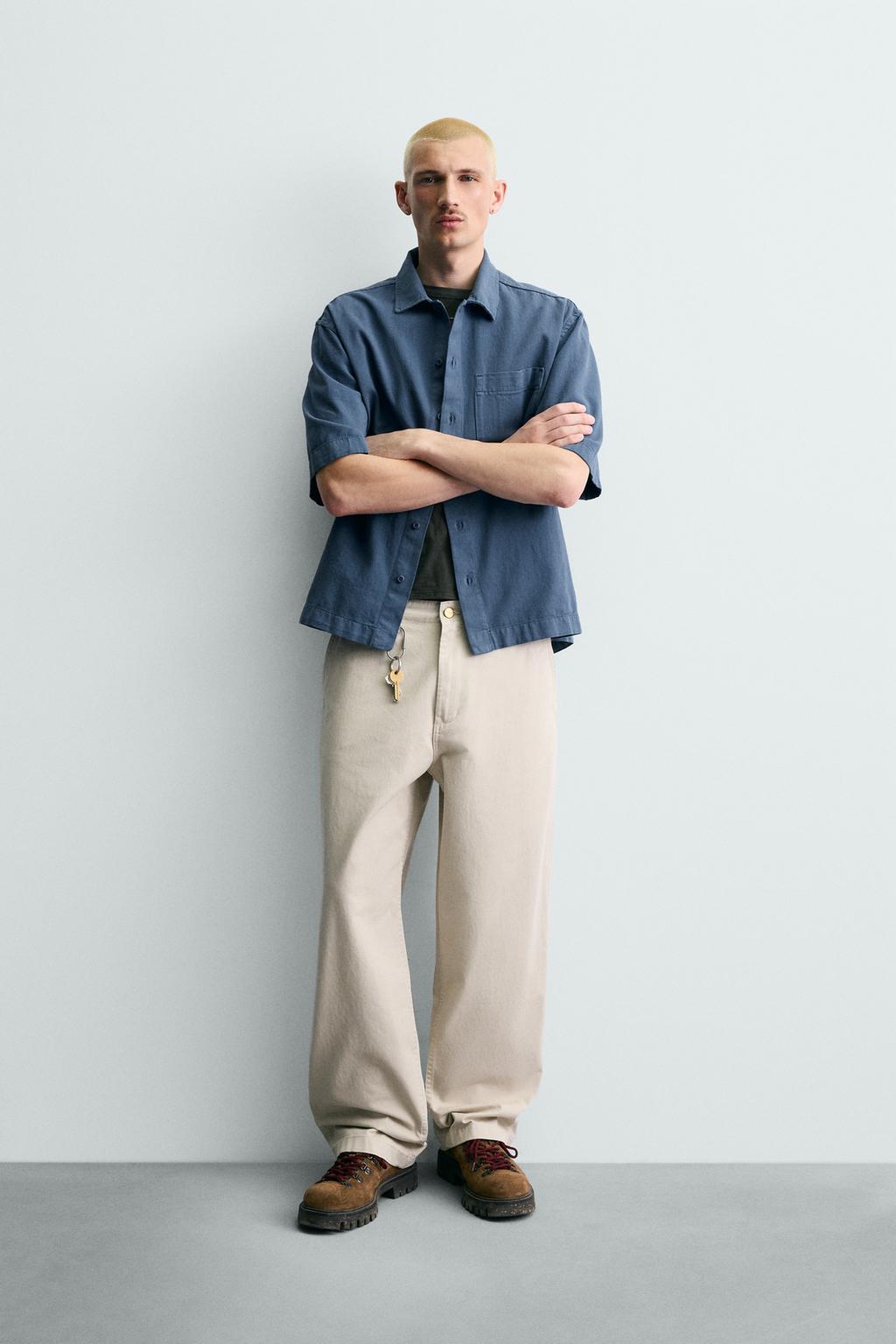 Рубашка с вышивкой и текстурой