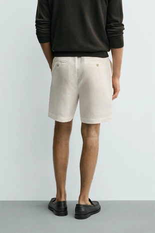 Бермуды из 100% льна классического кроя- Заказать в России