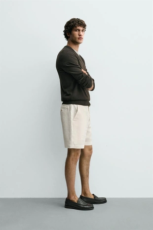 Бермуды из 100% льна классического кроя- Заказать в России